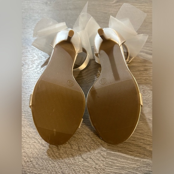 NEW Lulu's Ayanna Ivory Satin Bow Ankle Strap High Heel Sandals - Picture 3 of 5